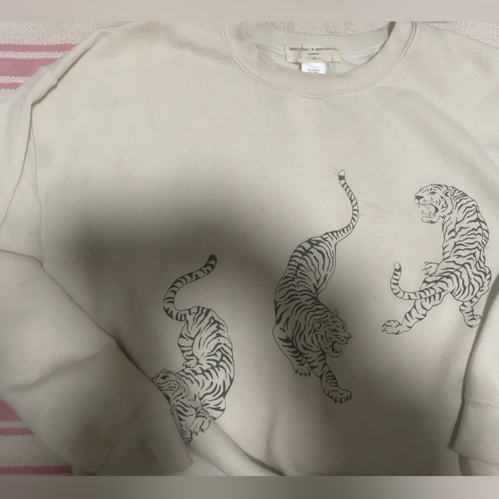 project social t urban outfitters cream tiger crewneck